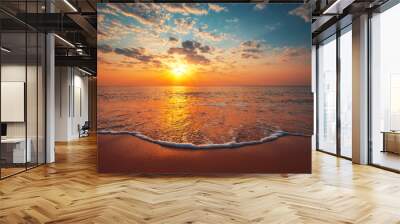 Beautiful sunrise over the sea Wall mural