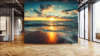 Beautiful sunrise over the sea Wall mural