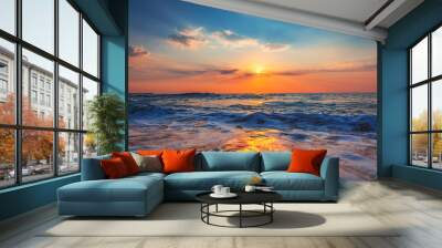 Beautiful sunrise over the sea Wall mural