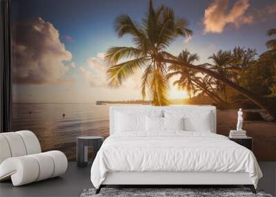 Landscape of paradise tropical island beach, sunrise shot Wall mural