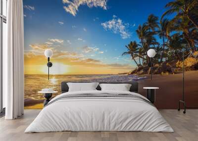 Landscape of paradise tropical island beach, sunrise shot Wall mural