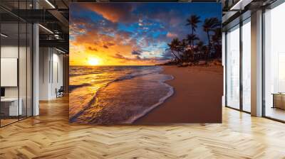 Landscape of paradise tropical island beach, sunrise shot Wall mural