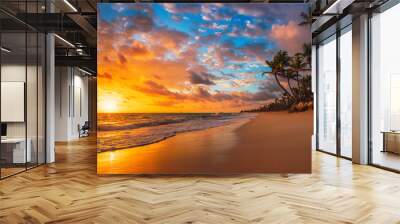 Landscape of paradise tropical island beach Wall mural