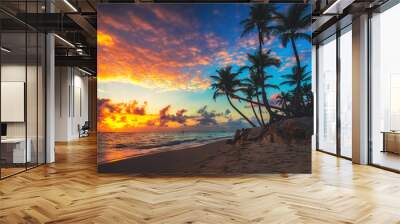 Landscape of paradise tropical island beach Wall mural