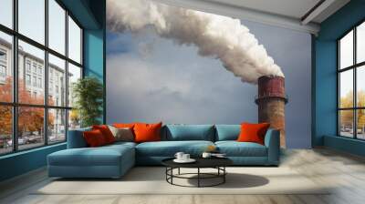 Smoke rising from an industrial chimney Wall mural