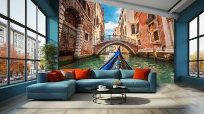 View from gondola during the ride through the canals of Venice i Wall mural