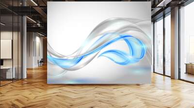 Abstract gray waving background with blue element Wall mural