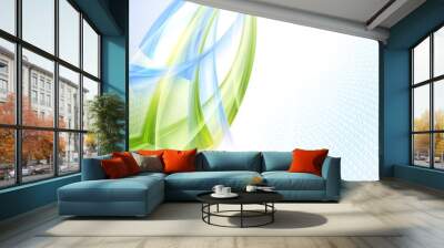 Abstract green and blue wave background Wall mural