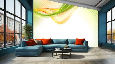 Abstract green and yellow waving background Wall mural