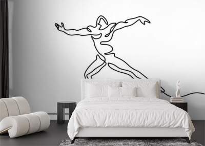 Continuous Line Art Drawing. Ballet Dancer man. Vector Illustration Wall mural