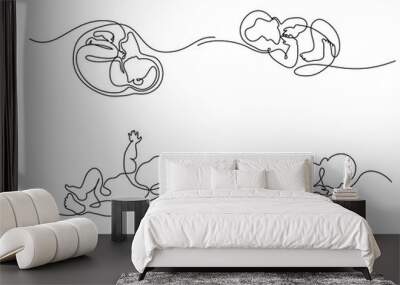 continuous line drawing. cute baby is lying on the white background. vector illustration. concept fo Wall mural