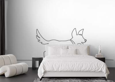 continuous one line drawing. walking dog. vector illustration Wall mural