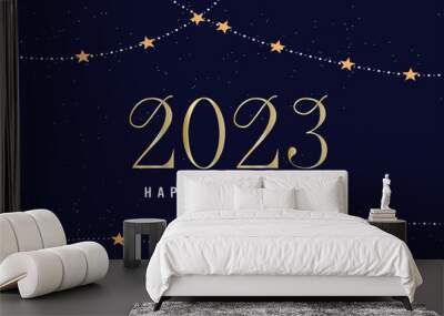 happy new year 2023 gold stars holiday Wall mural