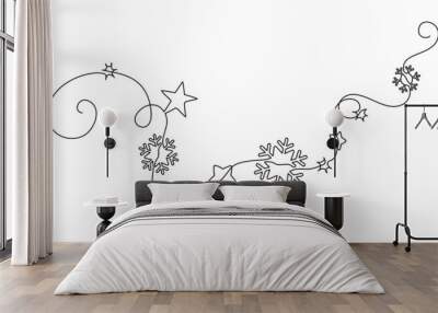 Merry Christmas decoration. Continuous one line drawing art Wall mural