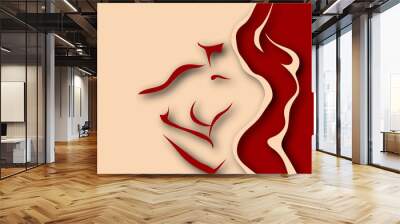 Woman and man torso. Paper design Wall mural