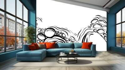 Abstract seamless border with river stones. Design elements, digital illustration. Wall mural