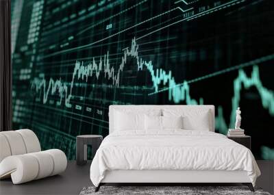 Financial charts diagram stock market data analysis concept on virtual screen Wall mural