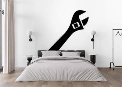 Modern, single-color adjustable wrench icon, perfect for various uses. Wall mural