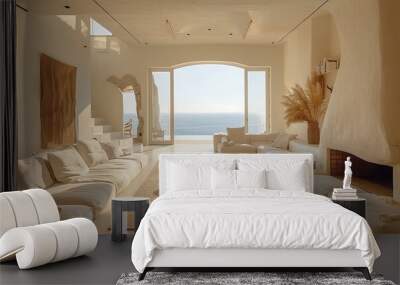 Modern minimal Mediterranean style villa in a luxury mountain tourism destination Wall mural