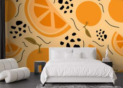 Orange pattern on a light orange background. Wall mural