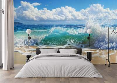 Wave breaking on a paradisiacal beach Wall mural