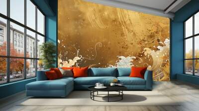 With a gold texture and brush design, this Japanese oriental art background is suitable for wall framed prints, canvas prints, posters, home decor, covers and walls Wall mural