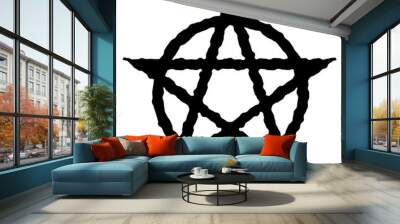 Pentagram sign five pointed star icon. Magical symbol of faith. Simple flat black illustration. Wall mural