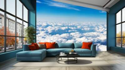 clouds. view from the window of an airplane flying in the clouds Wall mural