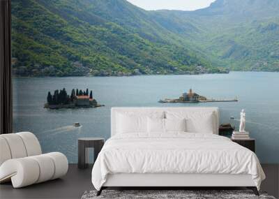 two islands (St George and Our Lady of the Rocks) off the coast of Perast in the Bay of Kotor. Montenegro Wall mural