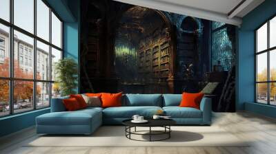 Libraries. AI generated Wall mural