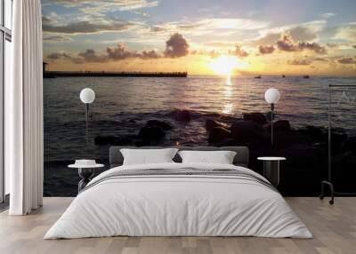 sunset over the sea Wall mural