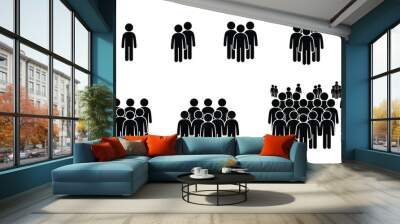 People icons stick figure group, community and social Wall mural