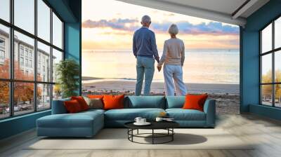 Senior couple on the beach Wall mural