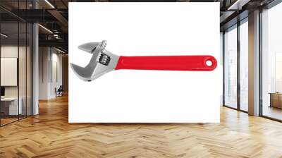 Red adjustable wrench isolated on white background.  Wall mural