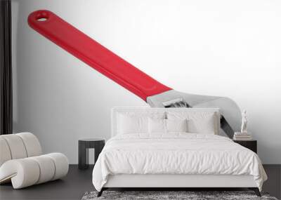 Red adjustable wrench isolated on white Wall mural