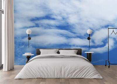 Sky background, white clouds in blue sky Wall mural