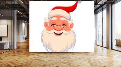 head of santa claus in a hat and glasses Wall mural