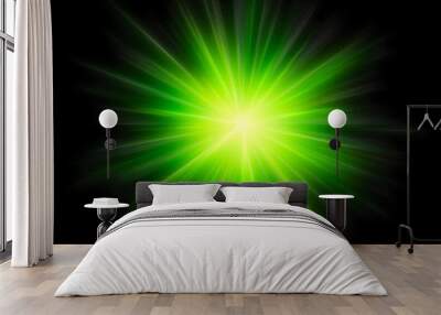 star burst green on black background Wall mural