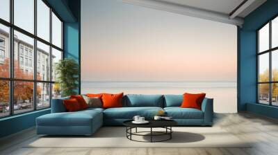 Minimalistic seascape, sea sunset, vector illustration Wall mural