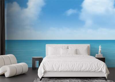 Seascape, summer view of the sea and blue sky with clouds, panoramic view Wall mural