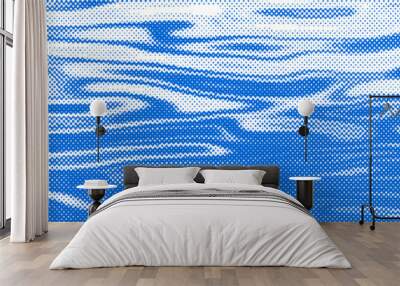 Vector drawing of waves on the sea. Vector halftone dots background, fading dot effect. Wall mural