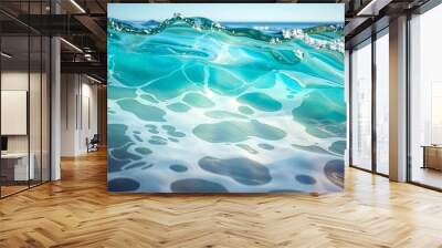 Waves in multiple exposures interpreted as vibrant glass Wall mural