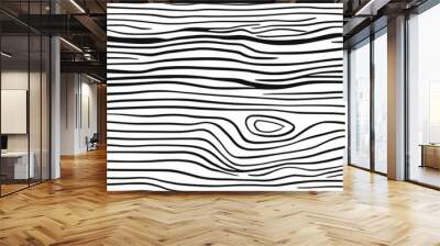 Wood texture imitation, black lines on white background, vector design	 Wall mural