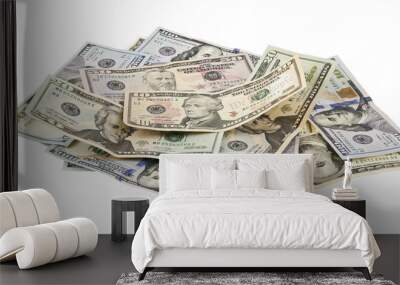 dollars isolated on white background closeup Wall mural