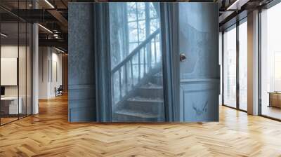 A haunted mirror reflecting a parallel, ghostly dimension Wall mural