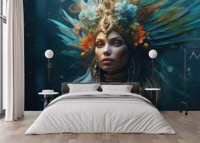 A mesmerizing portrait of a fairy tale princess, AI generated Wall mural