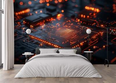 Abstract circuit board with a clear area for text  Wall mural