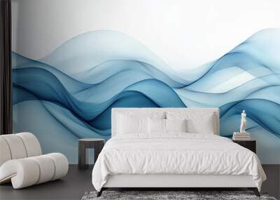 Abstract waves in blue tones with a clear area for text  Wall mural