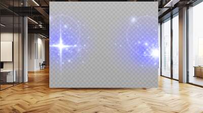 Blue glow star burst flare explosion light effect. Isolated on transparent background. EPS 10 vector file	 Wall mural