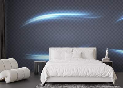 Blue line curve light effect. Glowing blue magic effect. Abstract effect of light energy movement. Vector 10 EPS Wall mural